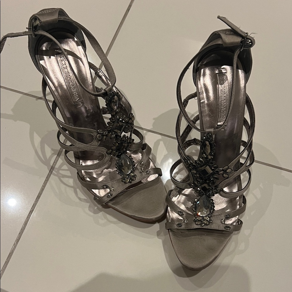 Elegant Silver Strappy Heels bcbg